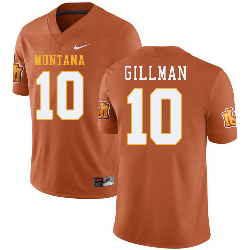 Montana Grizzlies #10 Eli Gillman College Football Jerseys,Uniforms Stitched Sale-Throwback